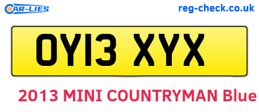 OY13XYX are the vehicle registration plates.