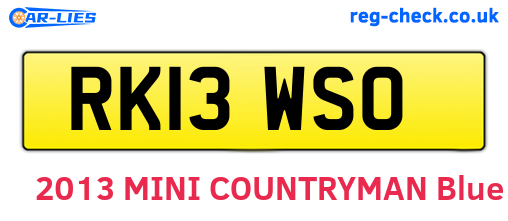 RK13WSO are the vehicle registration plates.