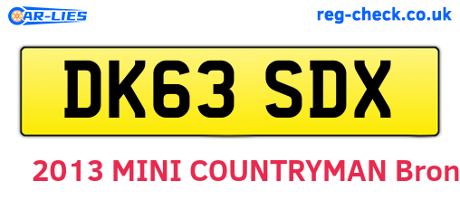 DK63SDX are the vehicle registration plates.