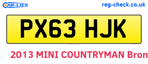 PX63HJK are the vehicle registration plates.