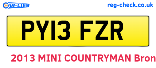 PY13FZR are the vehicle registration plates.
