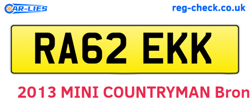 RA62EKK are the vehicle registration plates.