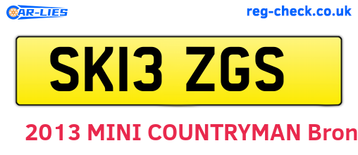 SK13ZGS are the vehicle registration plates.