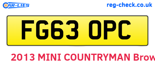 FG63OPC are the vehicle registration plates.