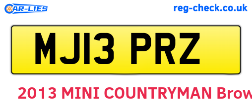 MJ13PRZ are the vehicle registration plates.