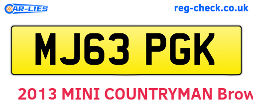 MJ63PGK are the vehicle registration plates.