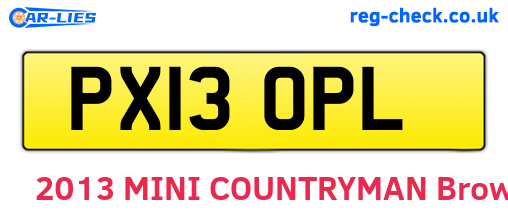 PX13OPL are the vehicle registration plates.