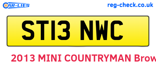 ST13NWC are the vehicle registration plates.