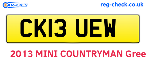 CK13UEW are the vehicle registration plates.