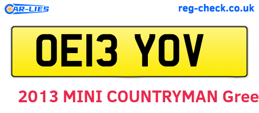 OE13YOV are the vehicle registration plates.