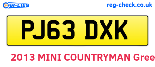 PJ63DXK are the vehicle registration plates.