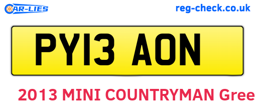 PY13AON are the vehicle registration plates.