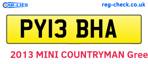 PY13BHA are the vehicle registration plates.
