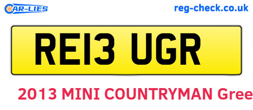 RE13UGR are the vehicle registration plates.