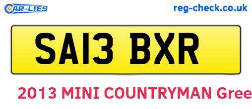 SA13BXR are the vehicle registration plates.