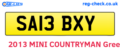 SA13BXY are the vehicle registration plates.