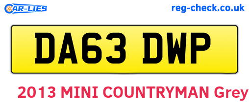 DA63DWP are the vehicle registration plates.