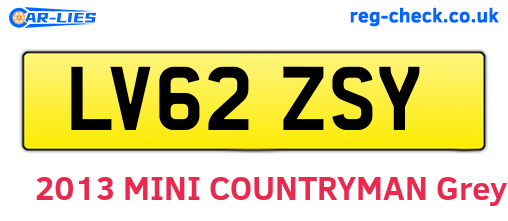 LV62ZSY are the vehicle registration plates.