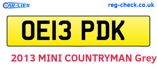 OE13PDK are the vehicle registration plates.