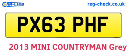 PX63PHF are the vehicle registration plates.
