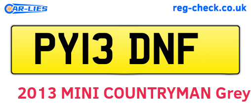 PY13DNF are the vehicle registration plates.