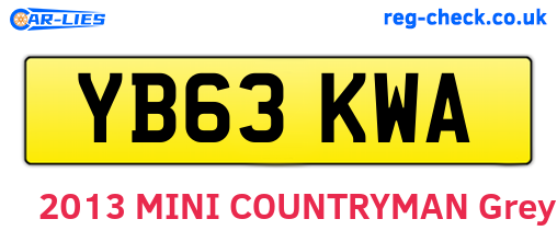 YB63KWA are the vehicle registration plates.