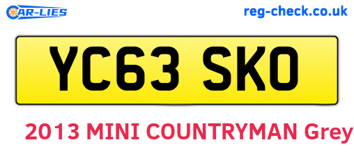 YC63SKO are the vehicle registration plates.