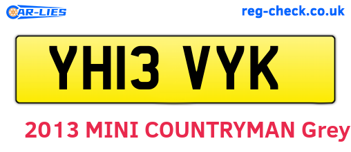 YH13VYK are the vehicle registration plates.