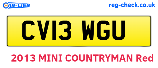 CV13WGU are the vehicle registration plates.