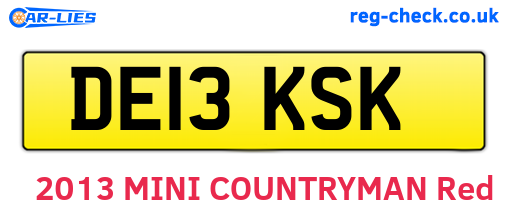 DE13KSK are the vehicle registration plates.