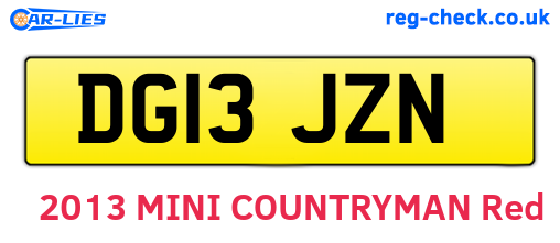 DG13JZN are the vehicle registration plates.