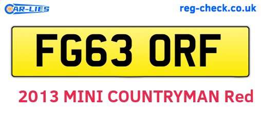 FG63ORF are the vehicle registration plates.