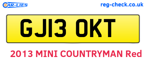 GJ13OKT are the vehicle registration plates.