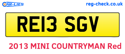 RE13SGV are the vehicle registration plates.