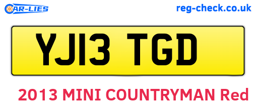 YJ13TGD are the vehicle registration plates.