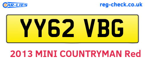 YY62VBG are the vehicle registration plates.