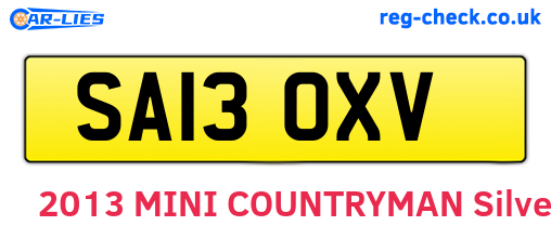 SA13OXV are the vehicle registration plates.