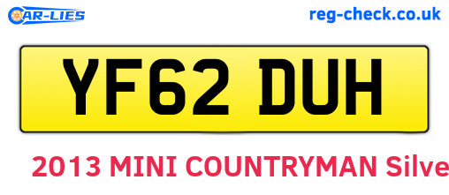YF62DUH are the vehicle registration plates.