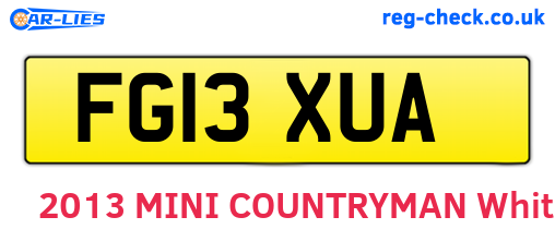 FG13XUA are the vehicle registration plates.