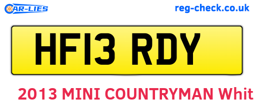 HF13RDY are the vehicle registration plates.