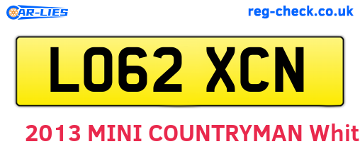 LO62XCN are the vehicle registration plates.