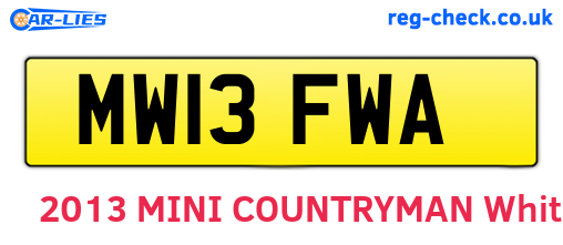 MW13FWA are the vehicle registration plates.