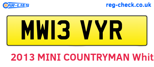 MW13VYR are the vehicle registration plates.