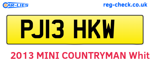 PJ13HKW are the vehicle registration plates.