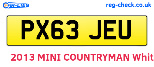 PX63JEU are the vehicle registration plates.