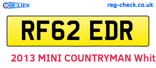 RF62EDR are the vehicle registration plates.