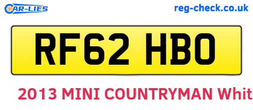 RF62HBO are the vehicle registration plates.