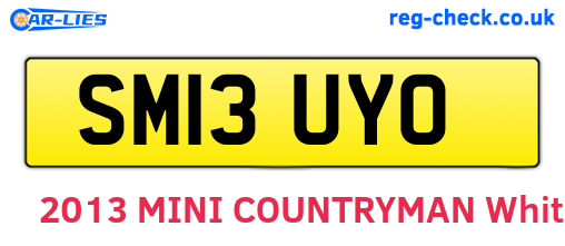 SM13UYO are the vehicle registration plates.