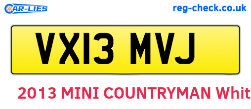 VX13MVJ are the vehicle registration plates.