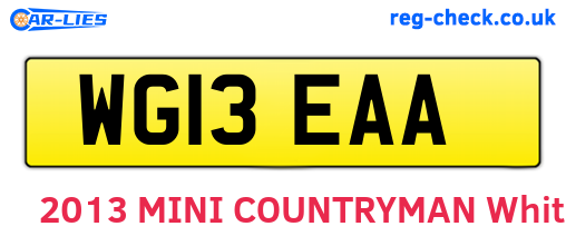 WG13EAA are the vehicle registration plates.
